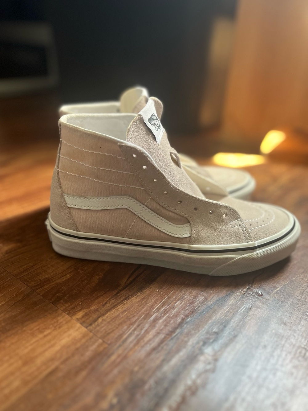 Vans High-Top Sneakers in French Oak with White Stripe